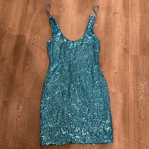 Mama Mia Like bright blue vintage sequin bodycon dress